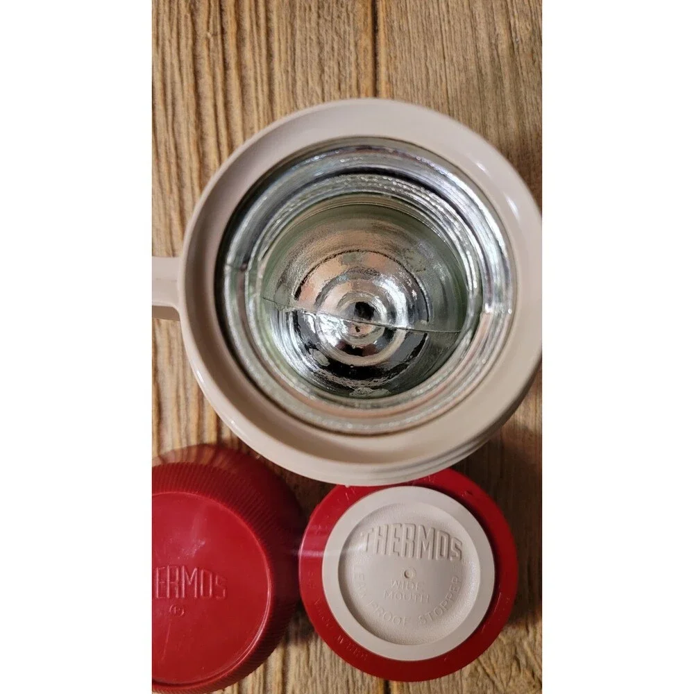 Vintage THERMOS Brand RED 10 Oz. Wide Mouth w/Handle King-Seeley Made in USA